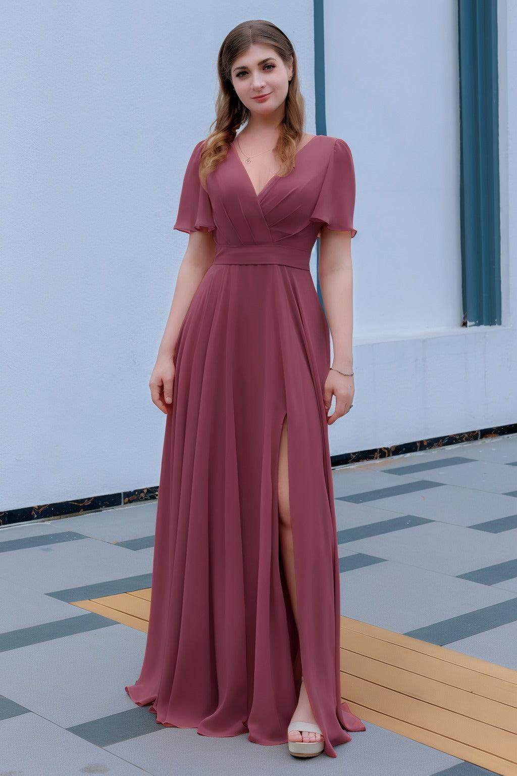 A-Line Floor Length Chiffon Bridesmaid Dress CB0719 - COCOMELODY